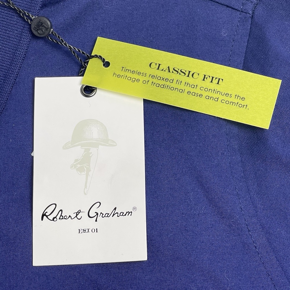 Robert Graham Men's Small Skull Rose Polo Navy Blue Classic Fit Short Sleeve NEW - Picture 6 of 13